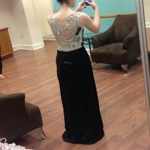 Beautiful long black and silver sequined dress